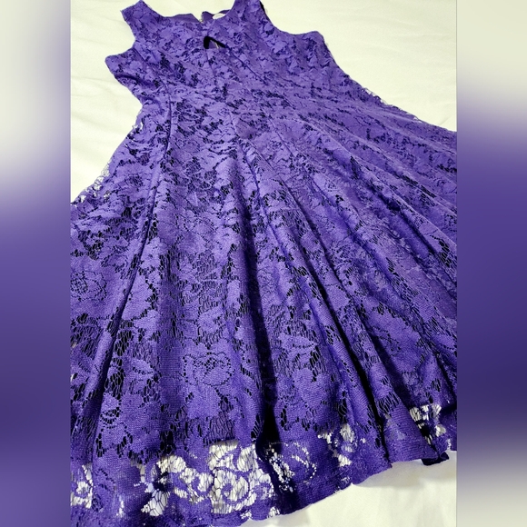 danny and nicoles Fit & Flare Dress Sleeveless Lace Overlay Blue Size 6 - Picture 2 of 9